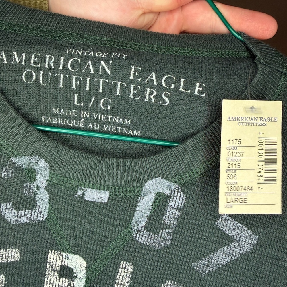 American Eagle Outfitters Men's Dark Gray Graphic Long Sleeve Tee - Picture 3 of 3